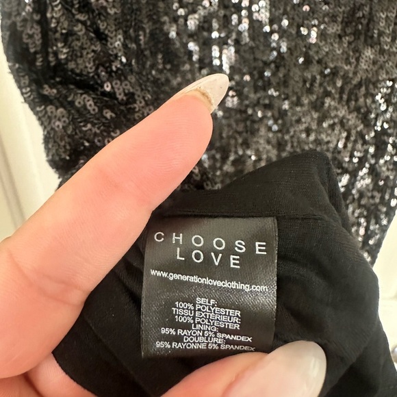 NWT GENERATION LOVE LUCETTE SEQUIN ONE SHOULDER DRESS IN BLACK Size Medium - Picture 6 of 6